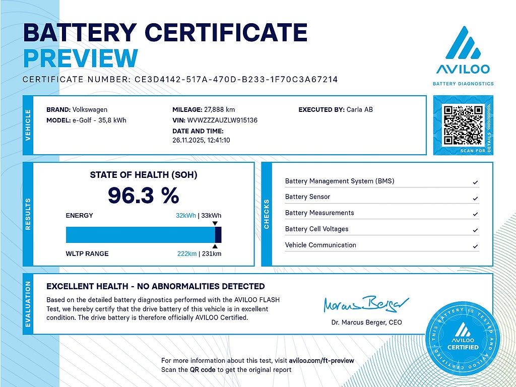 Volkswagen E-Golf 35,8 kWh PlusPkt Cockpit Värmepump 4,99%