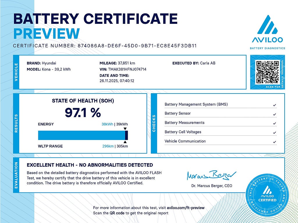 Hyundai Kona Electric 39,2 kWh Essential Kamera Krell BLIS