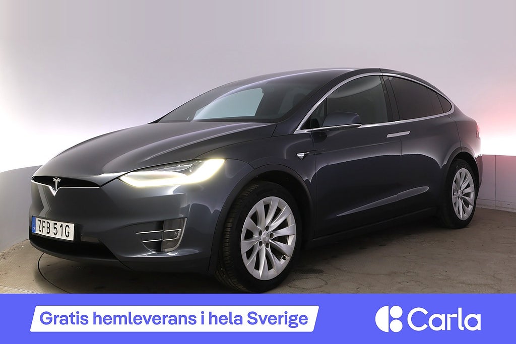 Tesla Model X Long Range Drag Pano Navi Raven Läder Luftfjä.