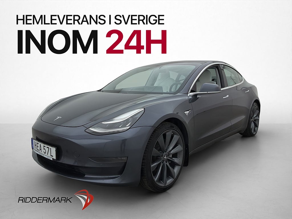 Tesla Model 3 Long Range AWD Ljus klädsel Drag Pano AP