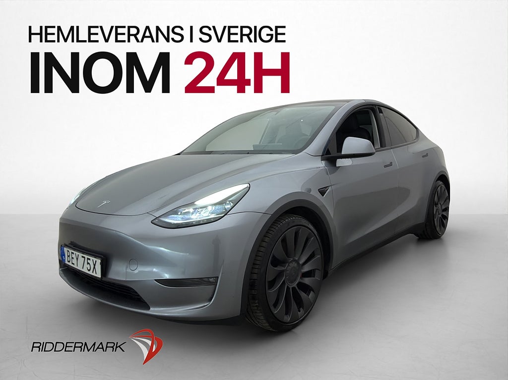 Tesla Model Y Performance Dragkrok Autopilot MOMS Svensksåld