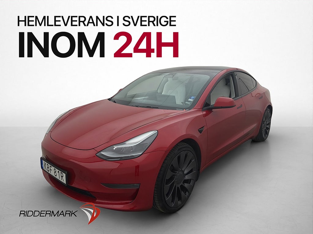 Tesla Model 3 Performance Värmepump Ljus interiör Rattvärme