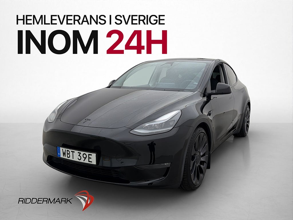 Tesla Model Y AWD Performance Värmepump Drag Skinn Pano