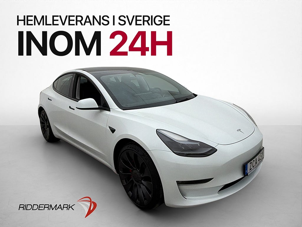 Tesla Model 3 Performance AP Värmepump Svensksåld 513hk