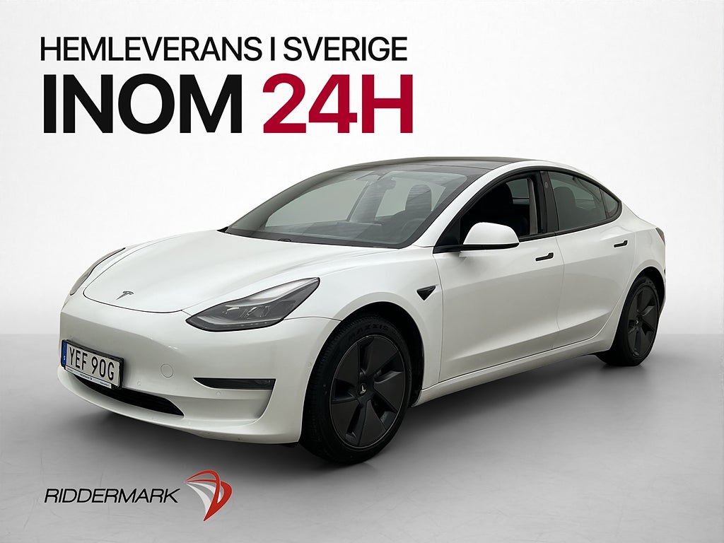 Tesla Model 3 AWD Long Range Värmepump Dragkrok Skinn Pano