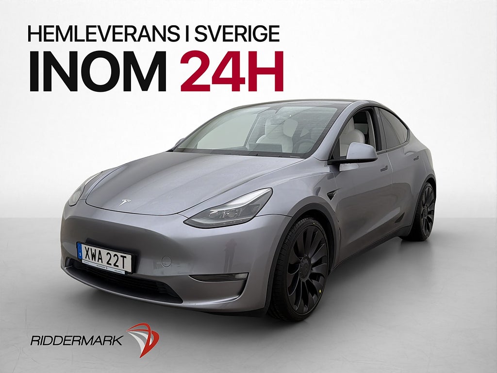 Tesla Model Y AWD Performance ljus klädsel Värmepump Pano